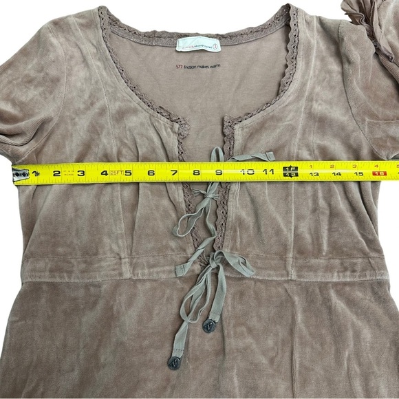 Odd Molly Velvet Empire Waist Dress SZ 1 = Small Beige Pink Tones Festival GUC - Picture 9 of 12